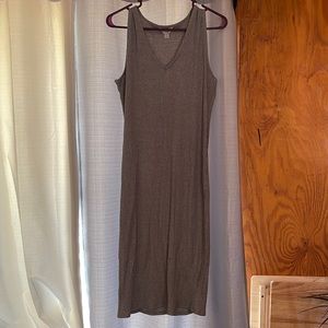 Ribbed knit gray tank dress